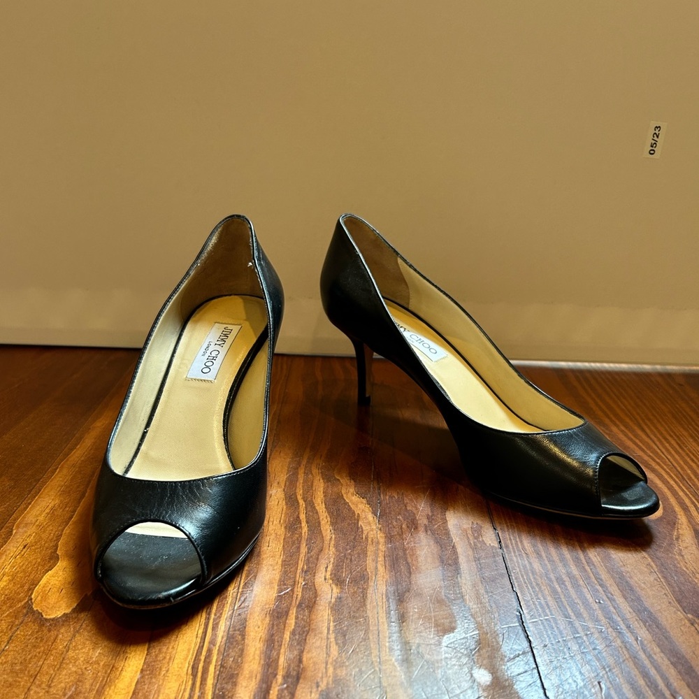 Jimmy Choo Black Isabel Peep Toe, 40